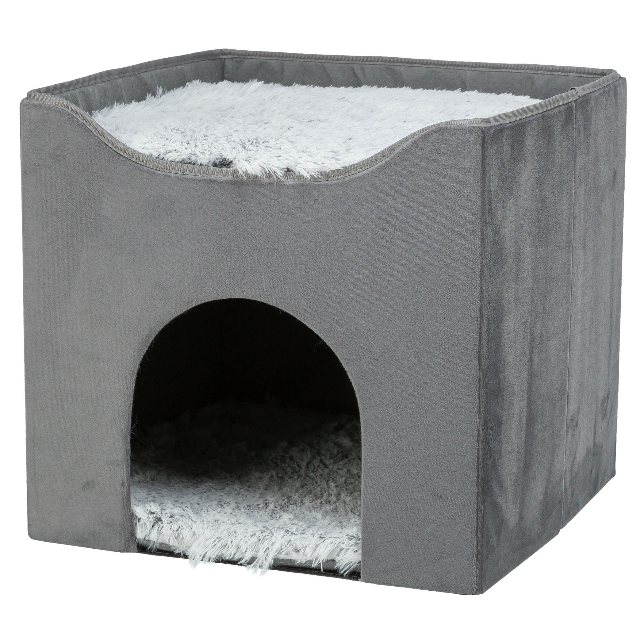TRIXIE KATTENHUIS HARVEY GRAU-WEISS/SCHWARZ 38X38X38 CM