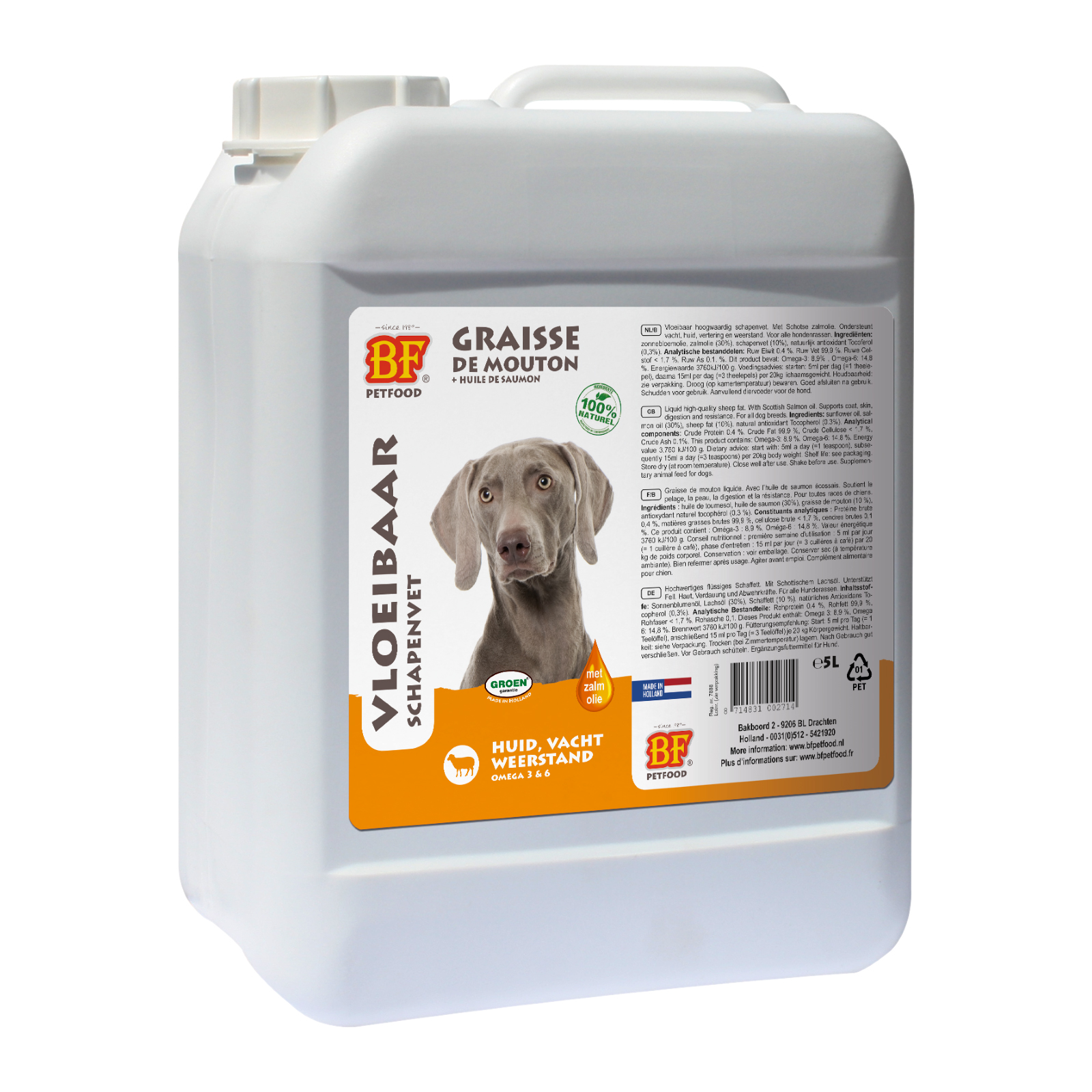 BF PETFOOD VLOEIBAAR SCHAFFETT MIT ZALMOLIE 5 L