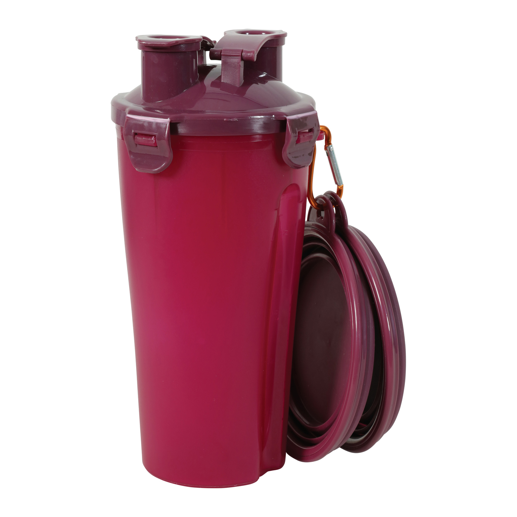 ZOLUX BVK 2IN1 REISSET FLASCHE MIT FUTTERNAPF UND DRINKBAK ROT 2X350 ML
