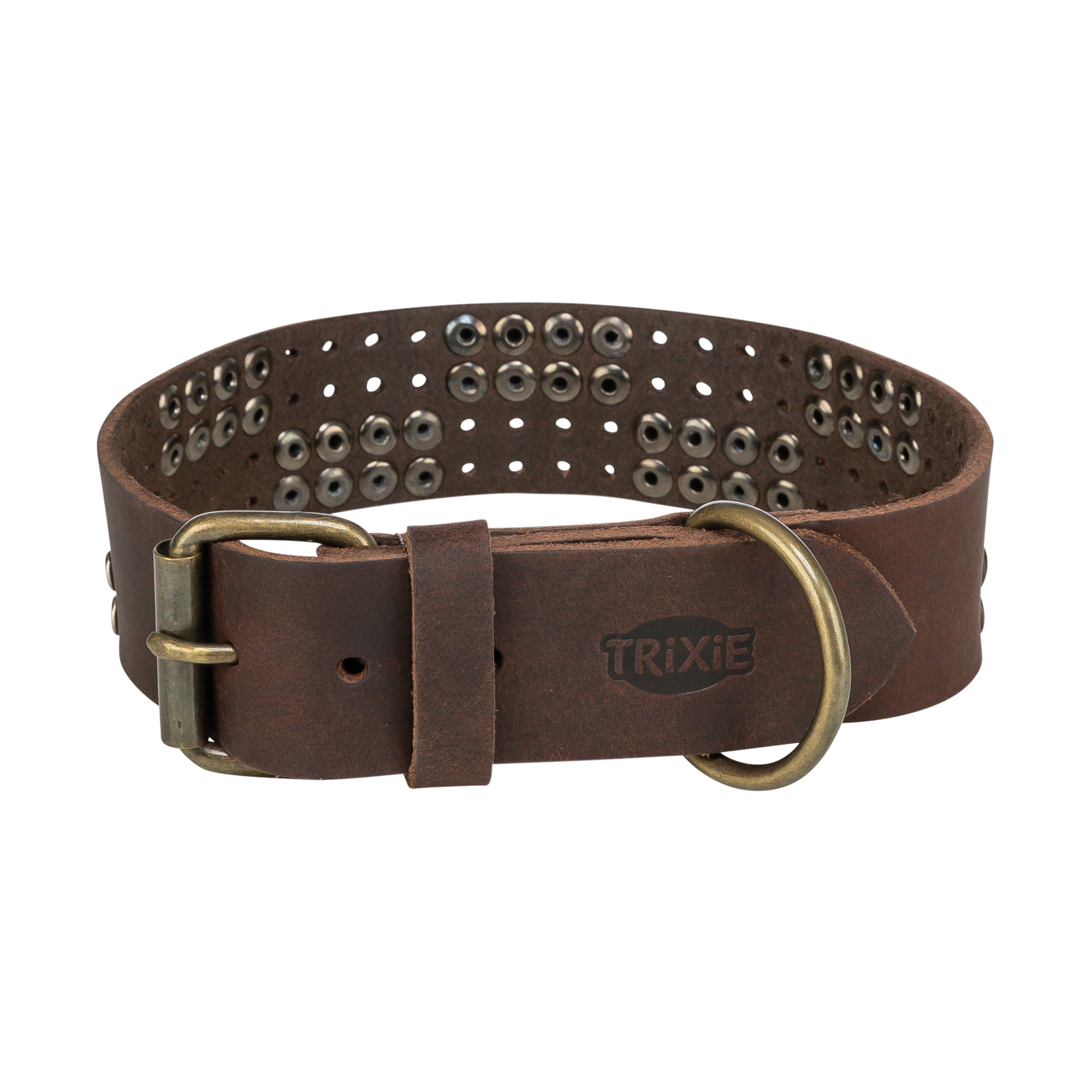 TRIXIE HALSBAND HUND RIVET RUSTIC VETLEER DUNKELBRAUN S-M 34-40X3 CM