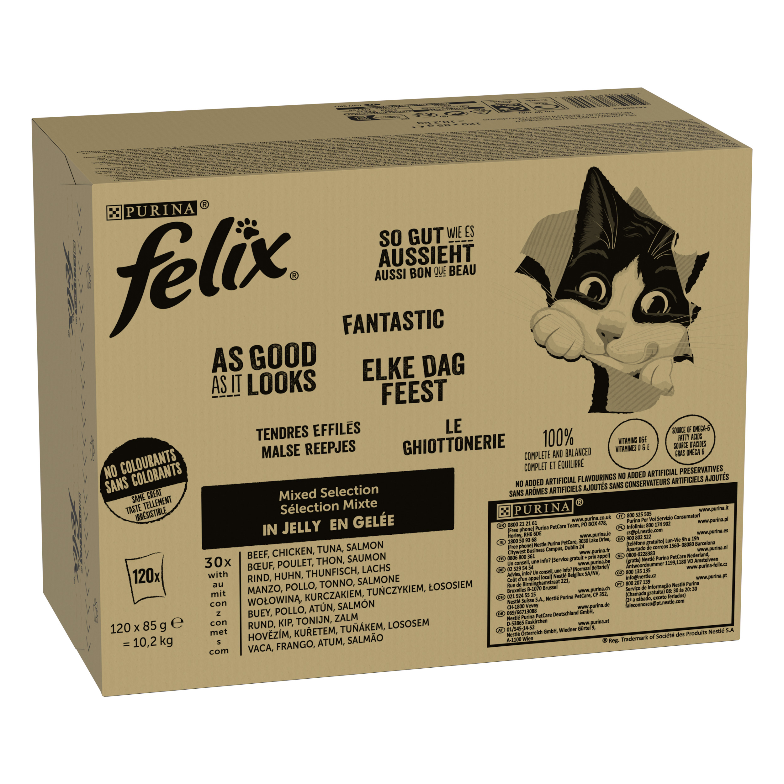 FELIX MIXED SELECTION IN GELEI RIND/HUHN/THUNFISCH/LACHS 120X85 G