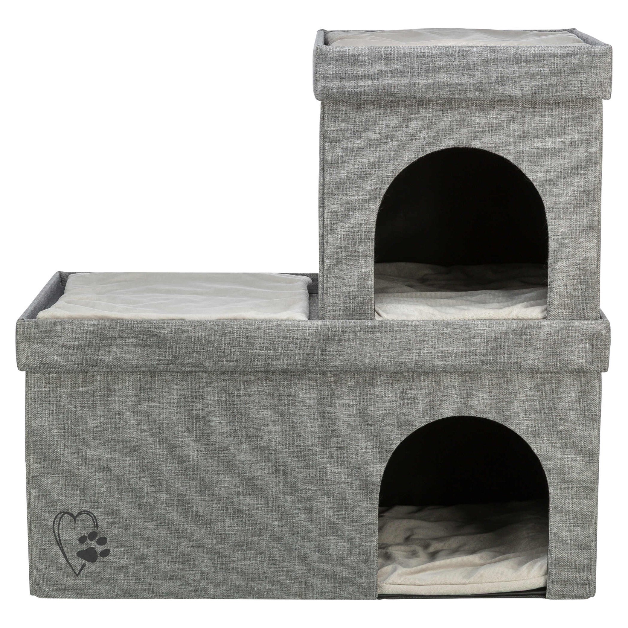 TRIXIE KATZENKORB/KATTENHUIS KIMY WEICH 2 VERDIEPINGEN HELLGRAU 76X37X72 CM