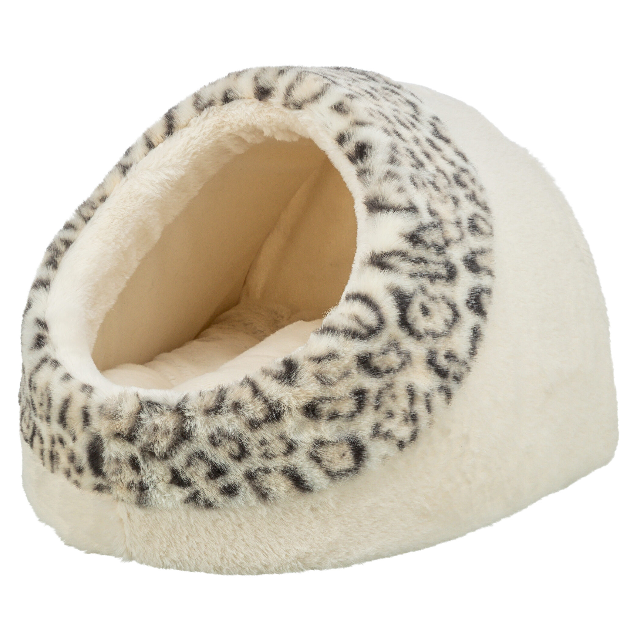 TRIXIE KATZENKORB IGLO LEO WEICH PLUESCH CREME/PANTERPRINT 35X41X26 CM