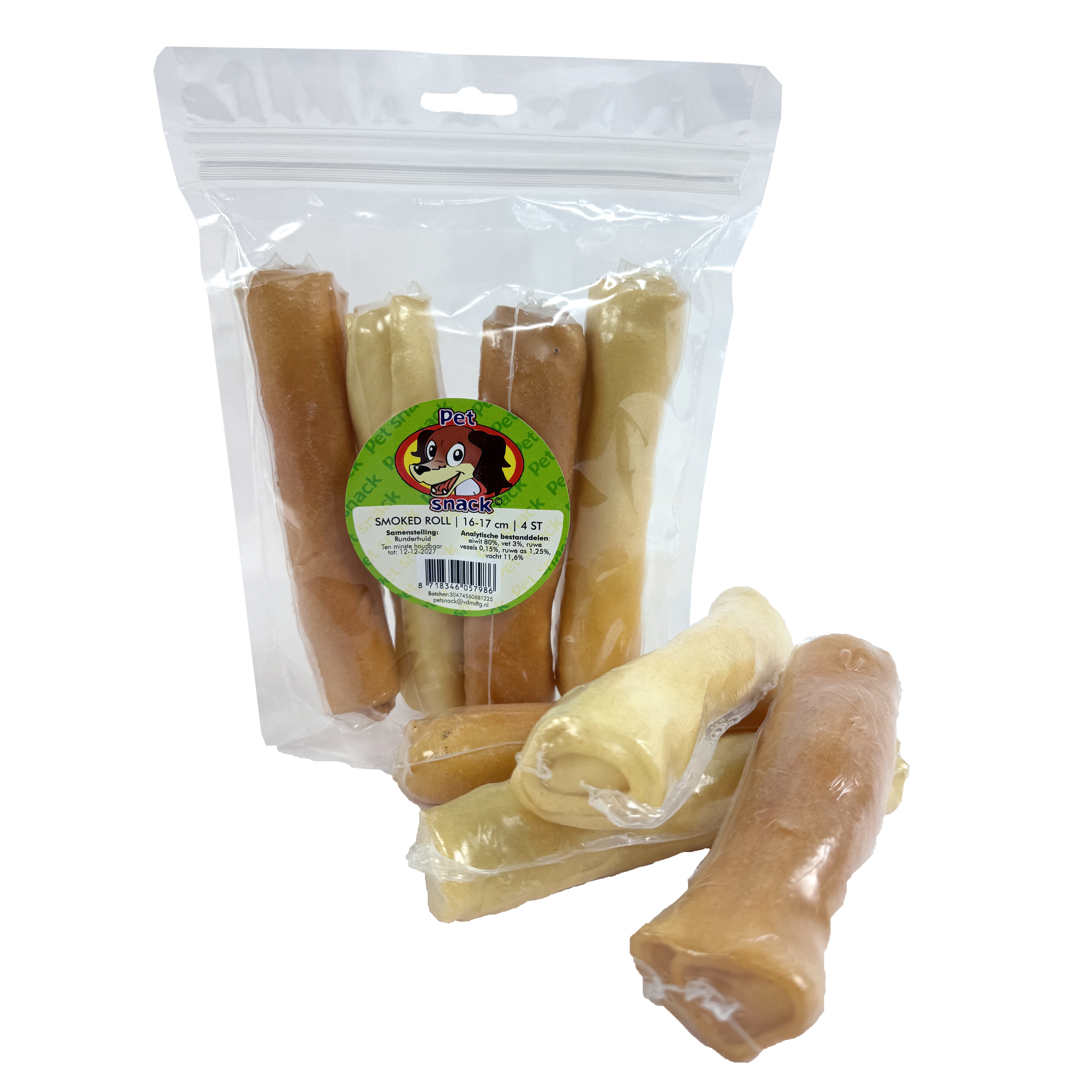 PETSNACK SMOKED ROLL 16-17 CM 4 STK.