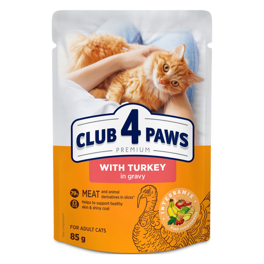 CLUB 4 PAWS PREMIUM ADULT POUCH TRUTHAHN IN SAUS 24X85 G