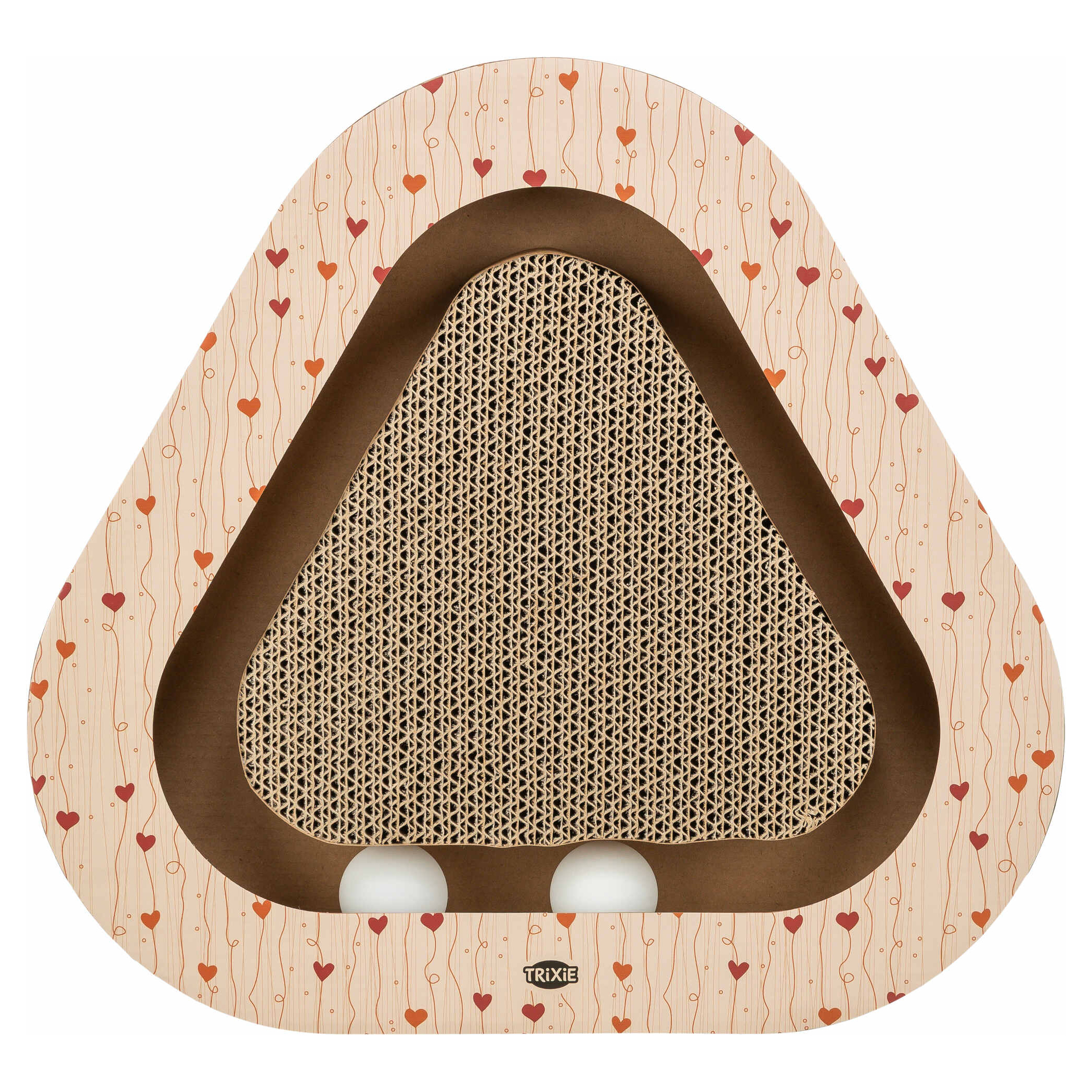 TRIXIE KRABPLANK HERZCHEN MIT BAELLE DRIEHOEKIG KARTON ABRIKOOS 36X36X5 CM