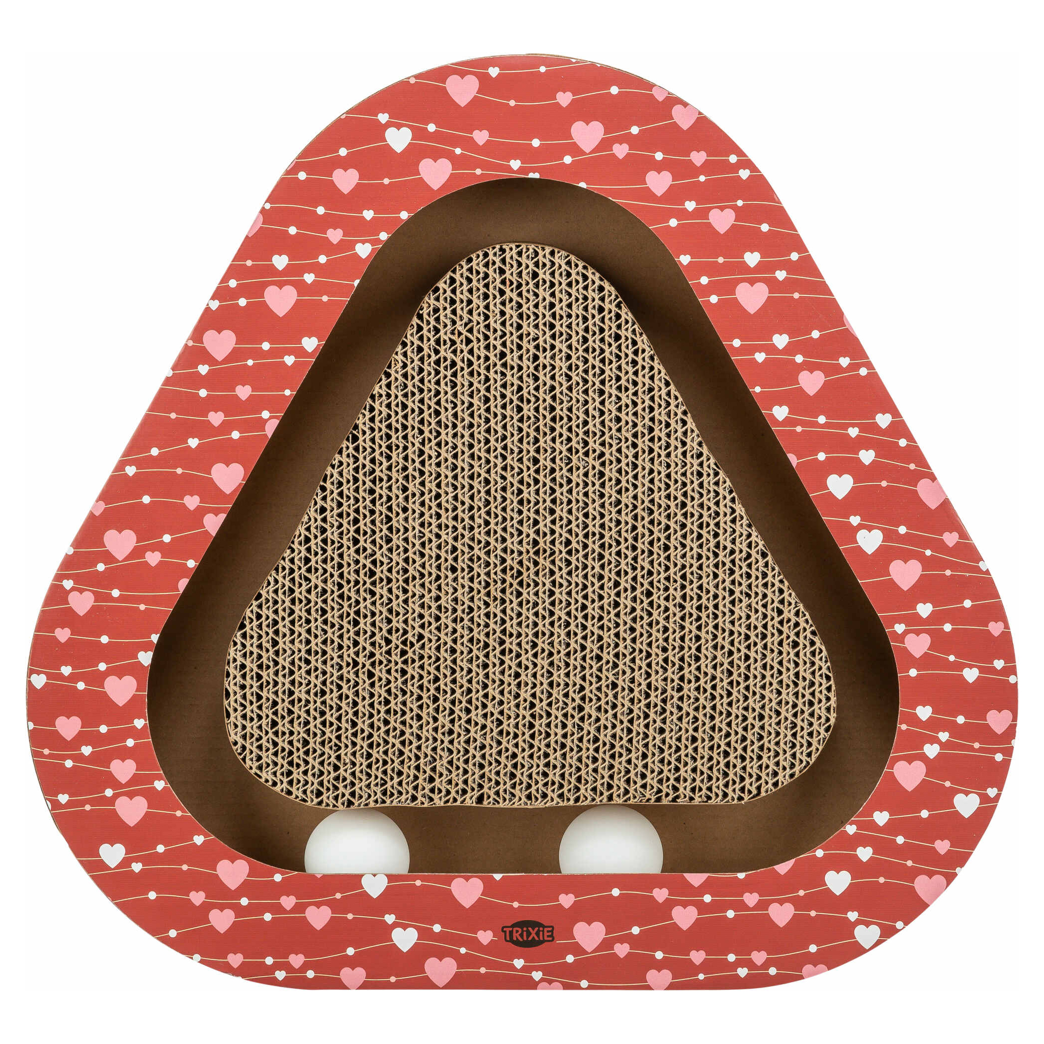 TRIXIE KRABPLANK HERZCHEN MIT BAELLE DRIEHOEKIG KARTON ROT 36X36X5 CM