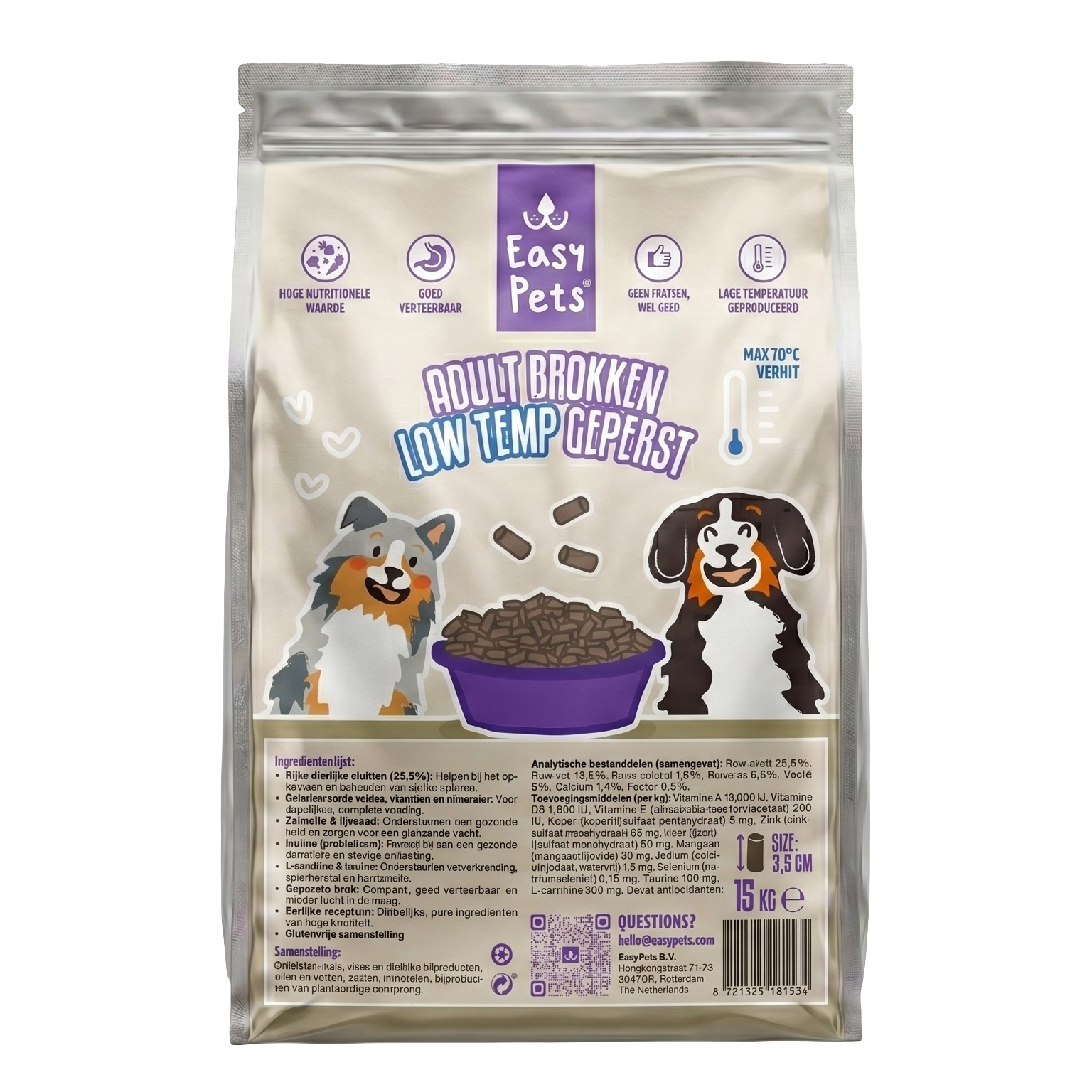 EASYPETS LOW TEMP HONDENBROK ADULT 15 KG