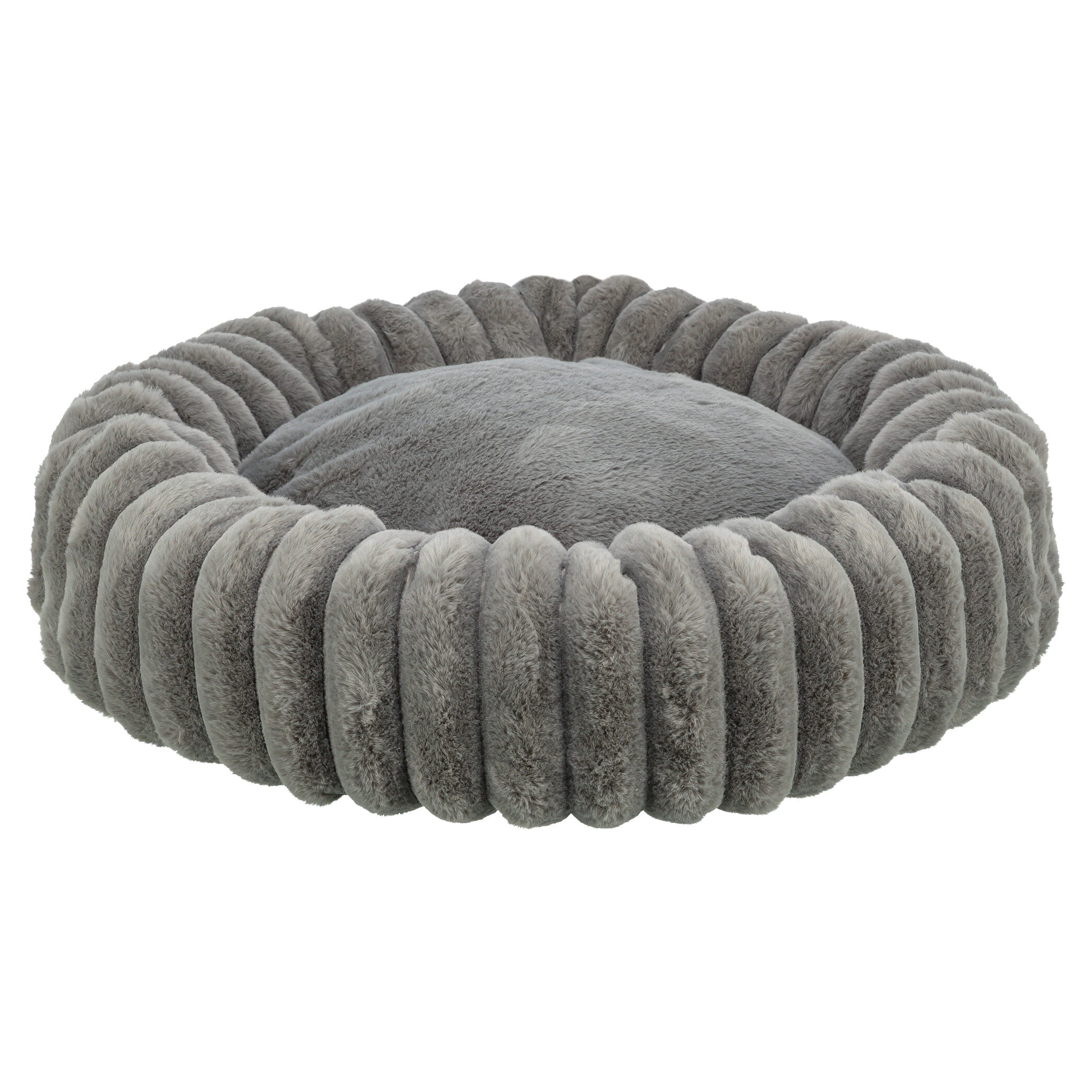 TRIXIE HUNDEKORB LONNI RUND BREDE RIBSTOF ANTHRAZIT 60X60X13CM