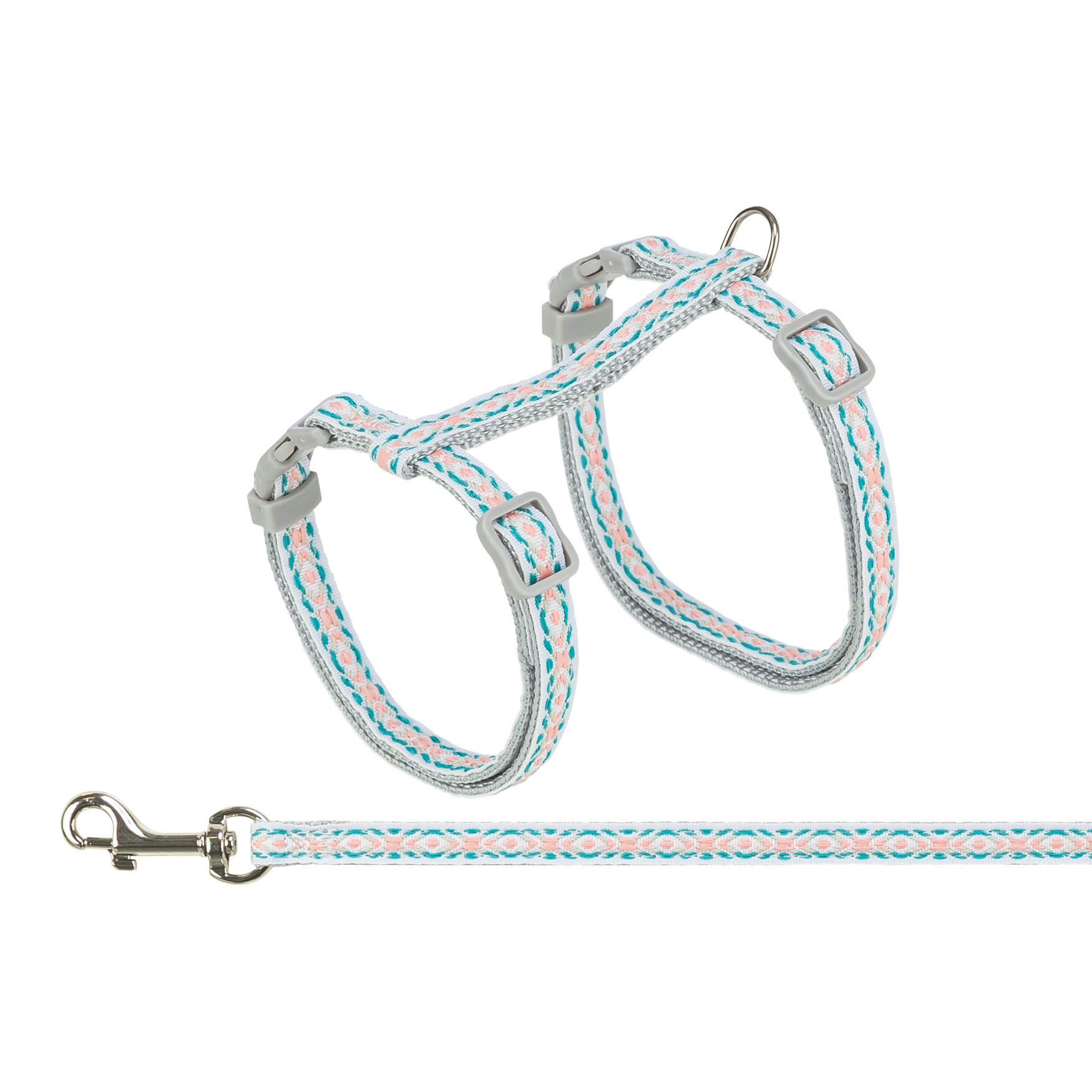TRIXIE KATTENTUIGJE MIT GURT RETRO MOTIEF GRAU/BLAU 28-45X1 CM