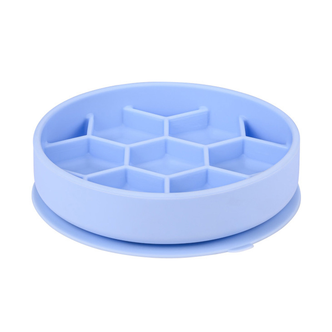 ZOLUX FUTTERNAPF HUND SLOW FEED MIT ZUIGNAPPEN SILICONE BLAU 16X16X4,3 CM