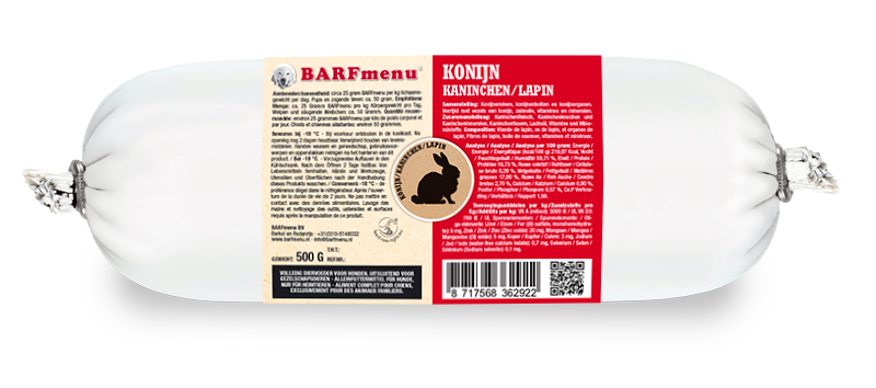 BARFMENU KANINCHEN HUNDEFUTTER 500 G