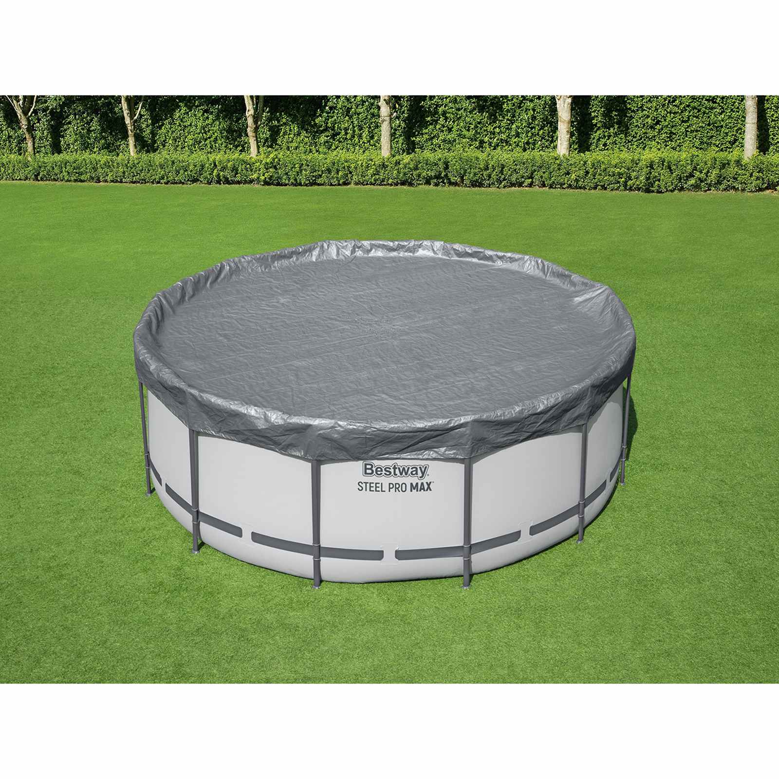 Bestway Poolabdeckung Ø3,66 m Rund Polyester Grau
