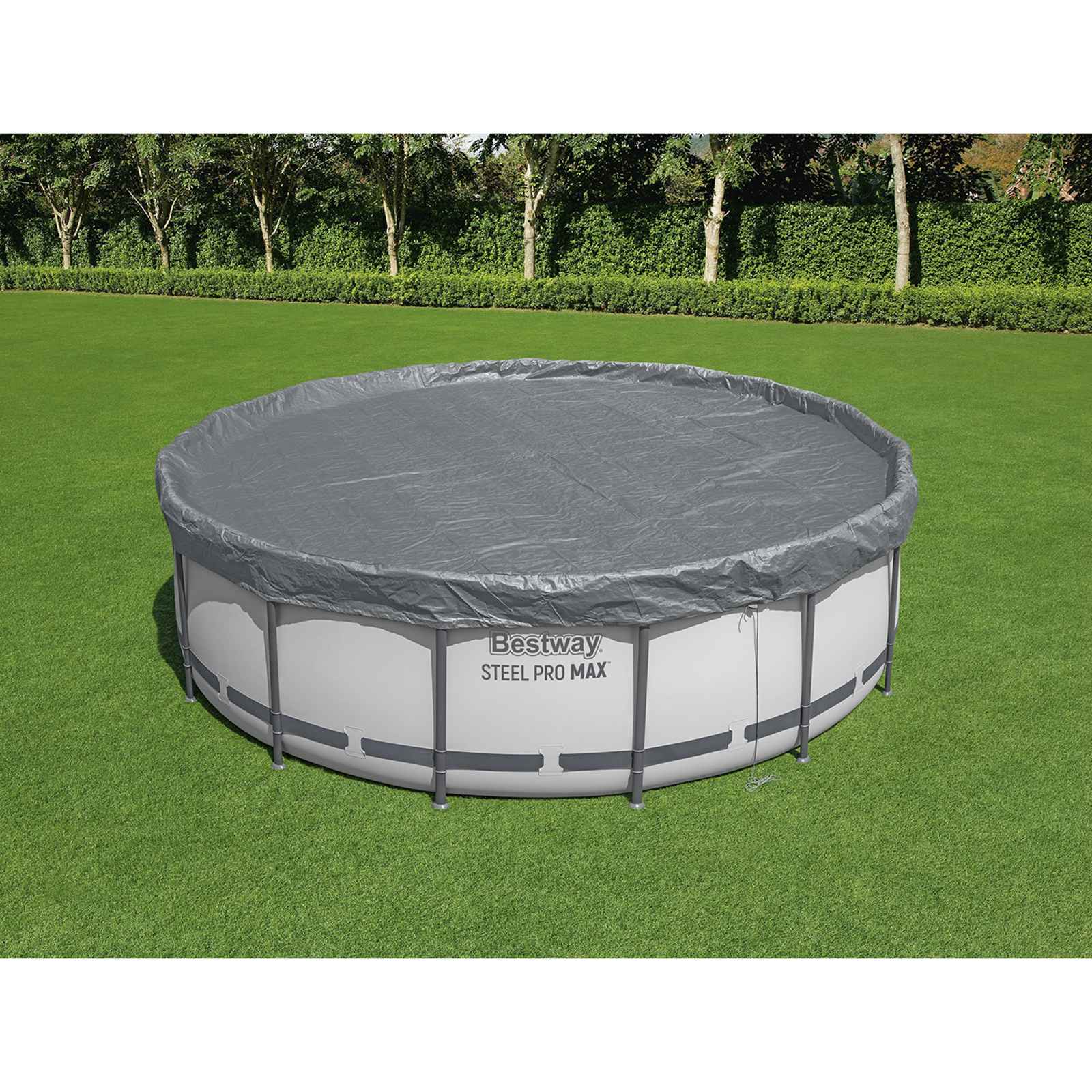 Bestway Poolabdeckung Ø4,27 m Rund Polyester Grau