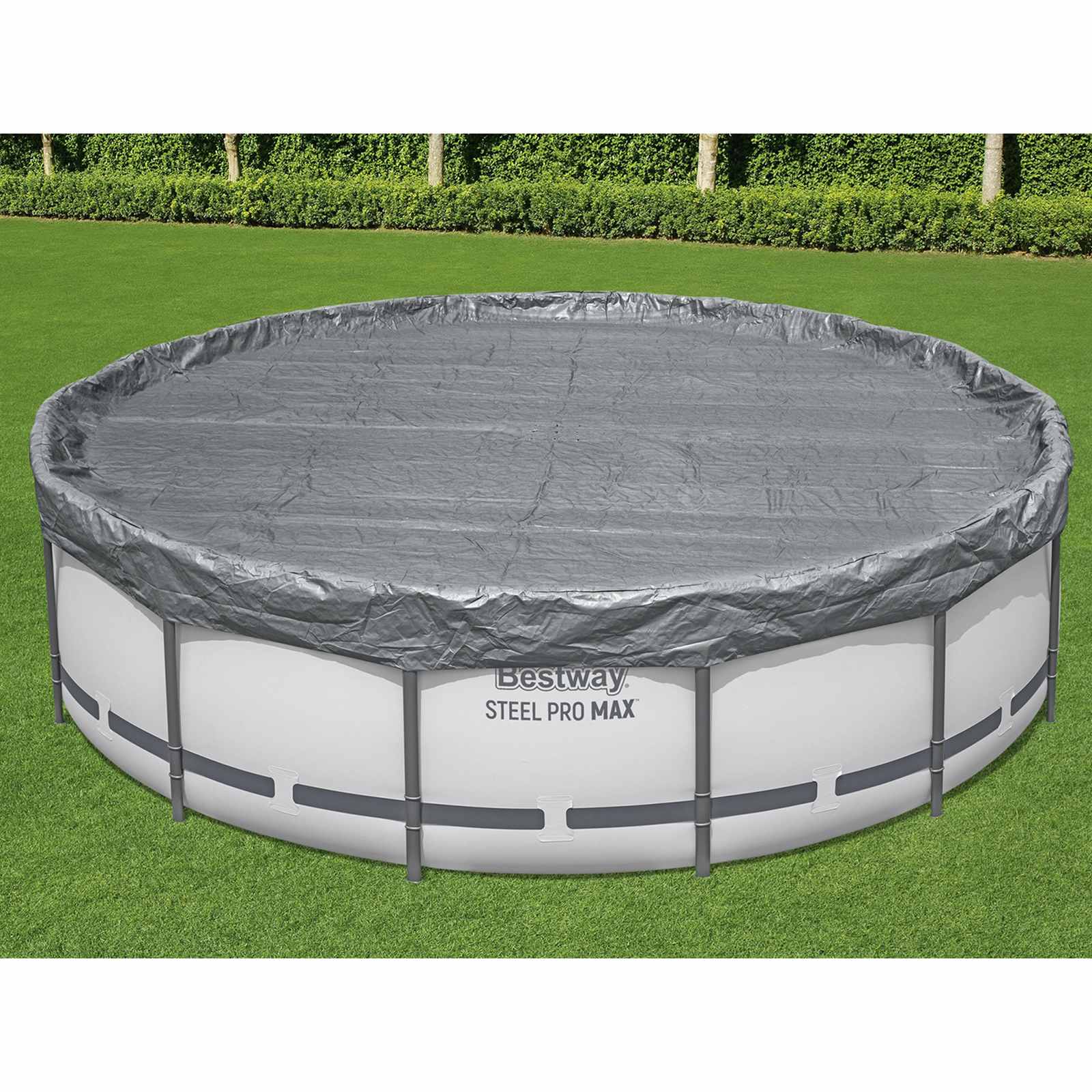 Bestway Poolabdeckung Ø4,57 m Rund Polyester Grau
