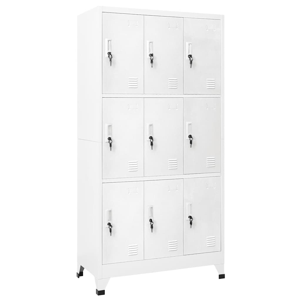 Schließfachschrank mit 9 Fächern Stahl 90x45x180 cm Grau