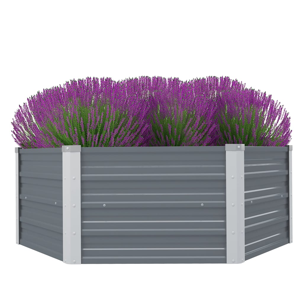 Hochbeet 129 x 129 x 45 cm Verzinkter Stahl Grau
