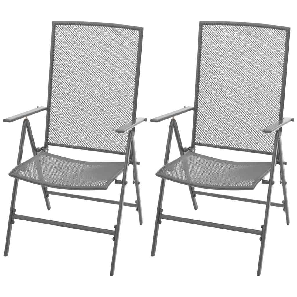 Stapelbare Klappstühle, 2 Stück, Stahlgrau