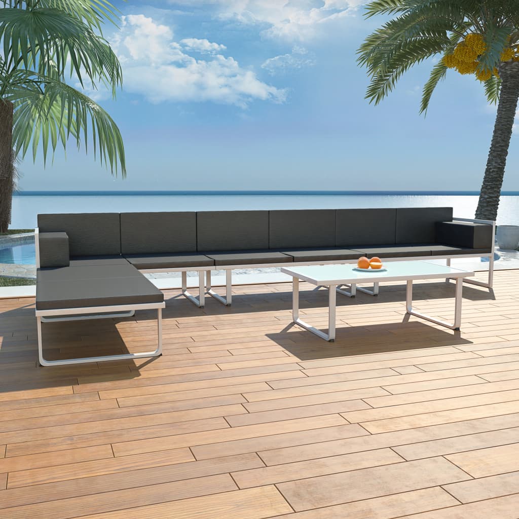 5-tlg. Garten-Lounge-Set Textilene Aluminium Schwarz