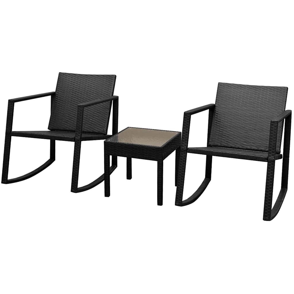 3-tlg. Bistro-Set Poly Rattan Schwarz