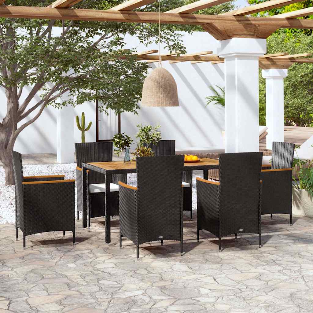 7-tlg. Garten-Essgruppe mit Auflagen Poly Rattan