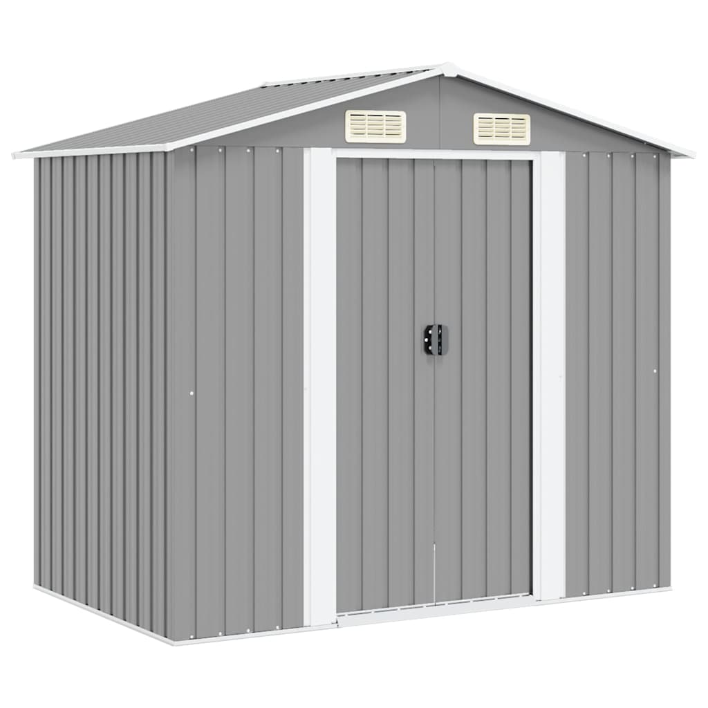 Gartenschuppen Grau Metall 204 x 132 x 186 cm