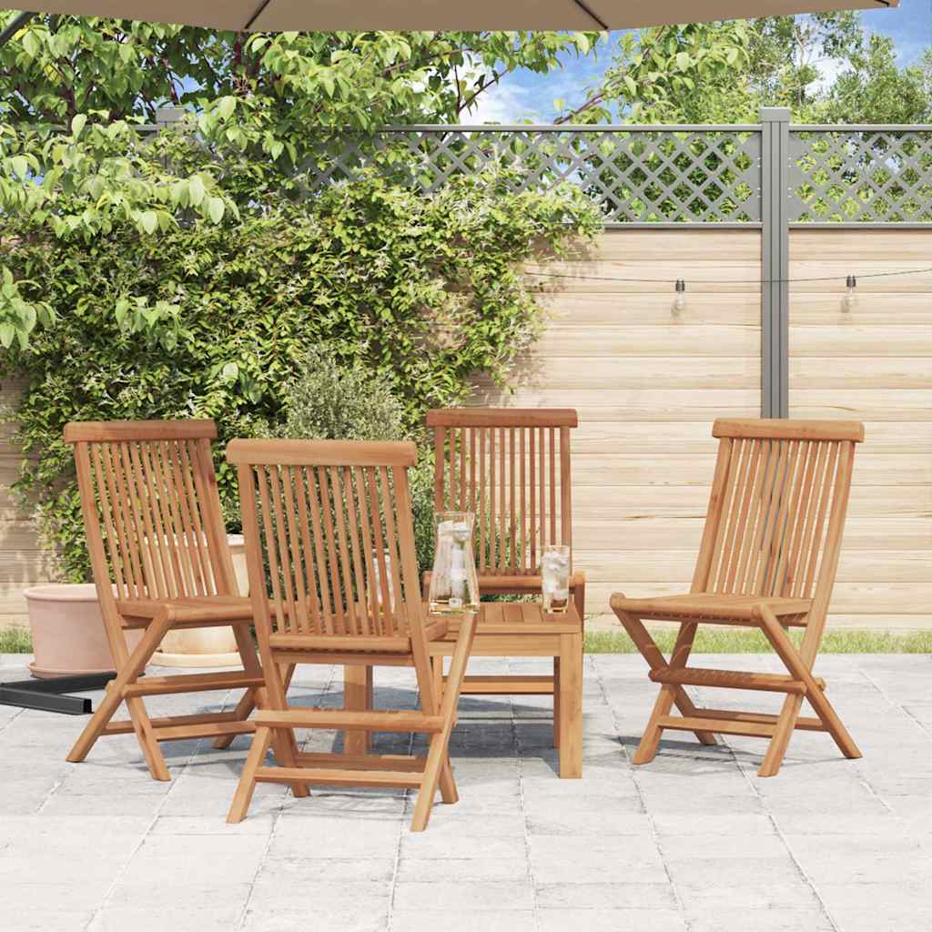 Klappstühle, 4er-Set, für Garten und Terrasse, Teakholz