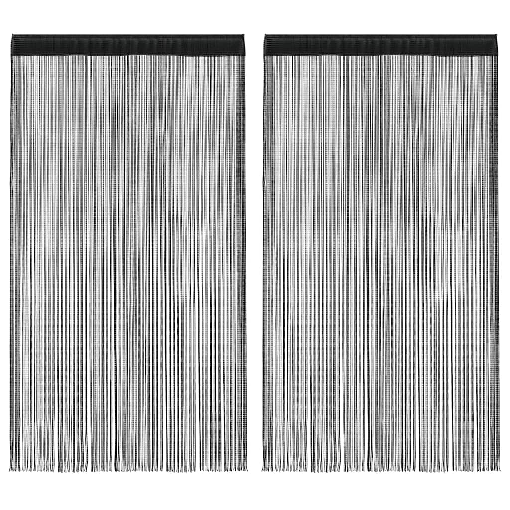 Fadenvorhänge 2 Stk. 100 x 250 cm Schwarz