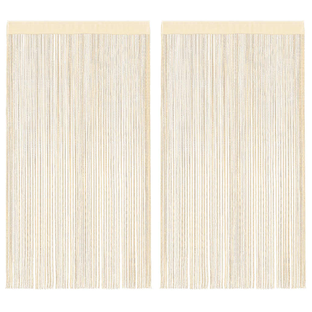 Fadenvorhänge 2 Stk. 140 x 250 cm Cremefarben