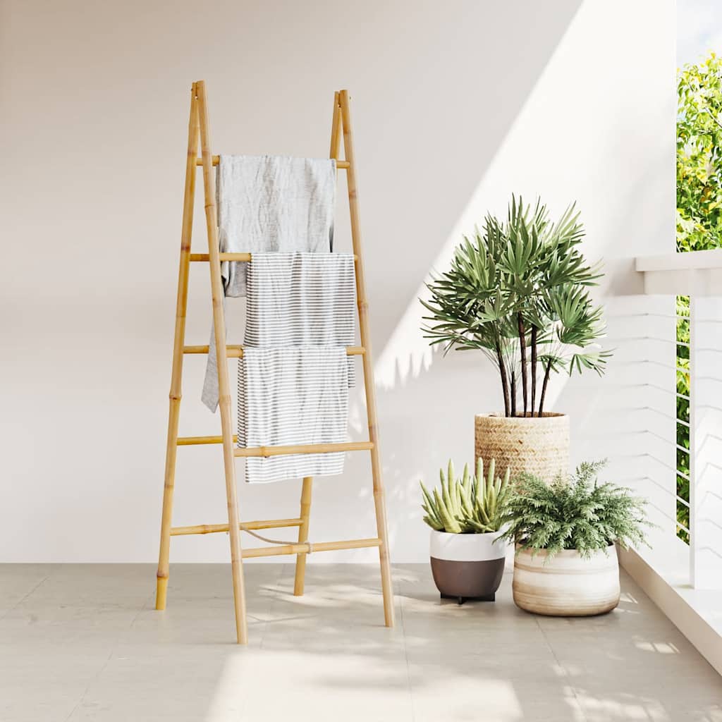 Doppel-Handtuchleiter mit fünf Bambussprossen 50 x 160 cm