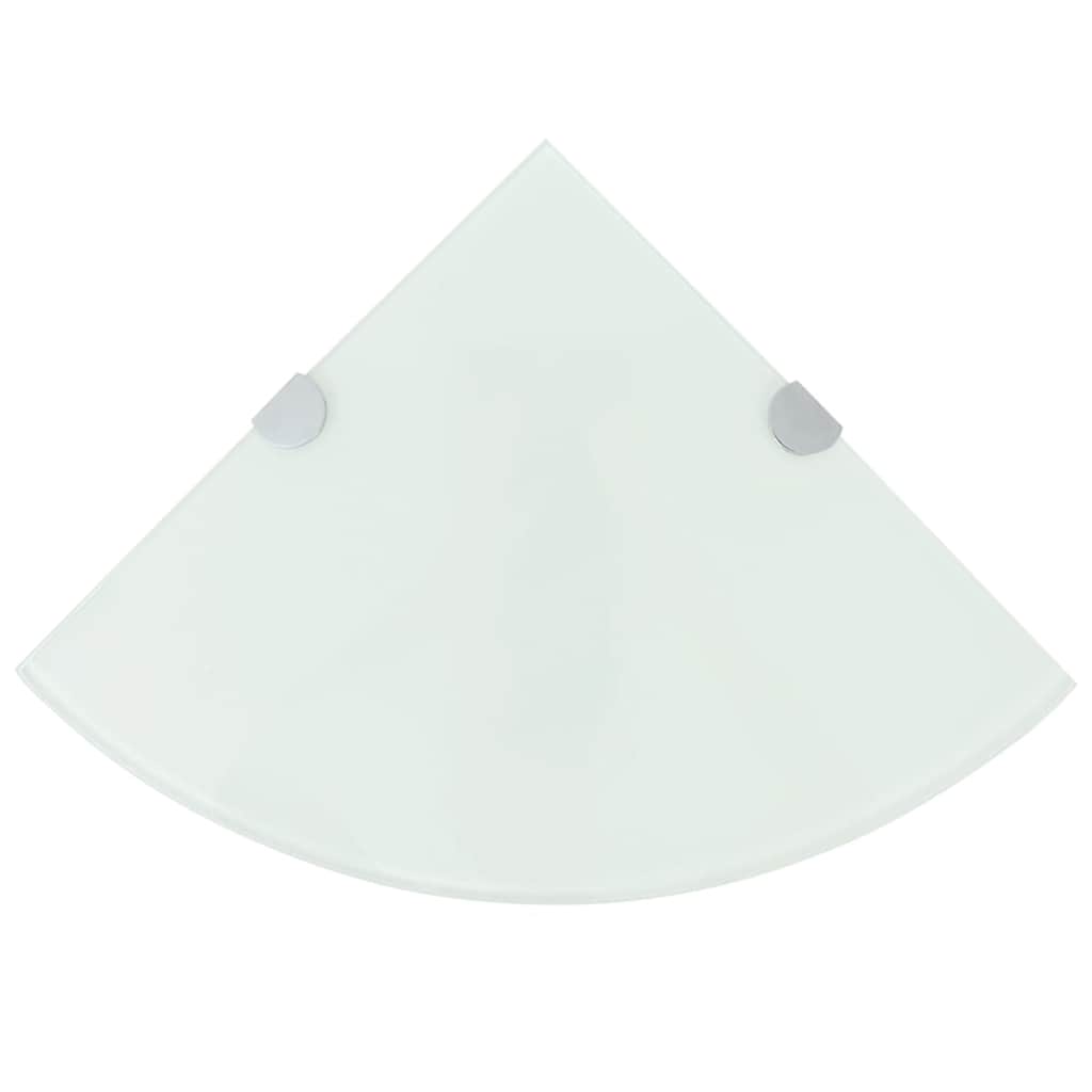 Eckablage mit Verchromten Halterungen Glas Weiß 35x35 cm