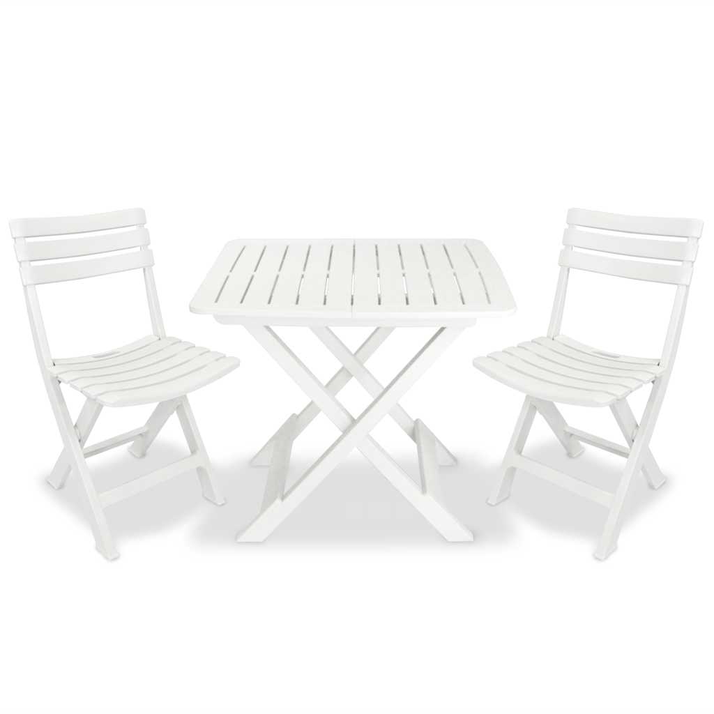 3-tlg. Bistro-Set Klappbar Kunststoff Weiß