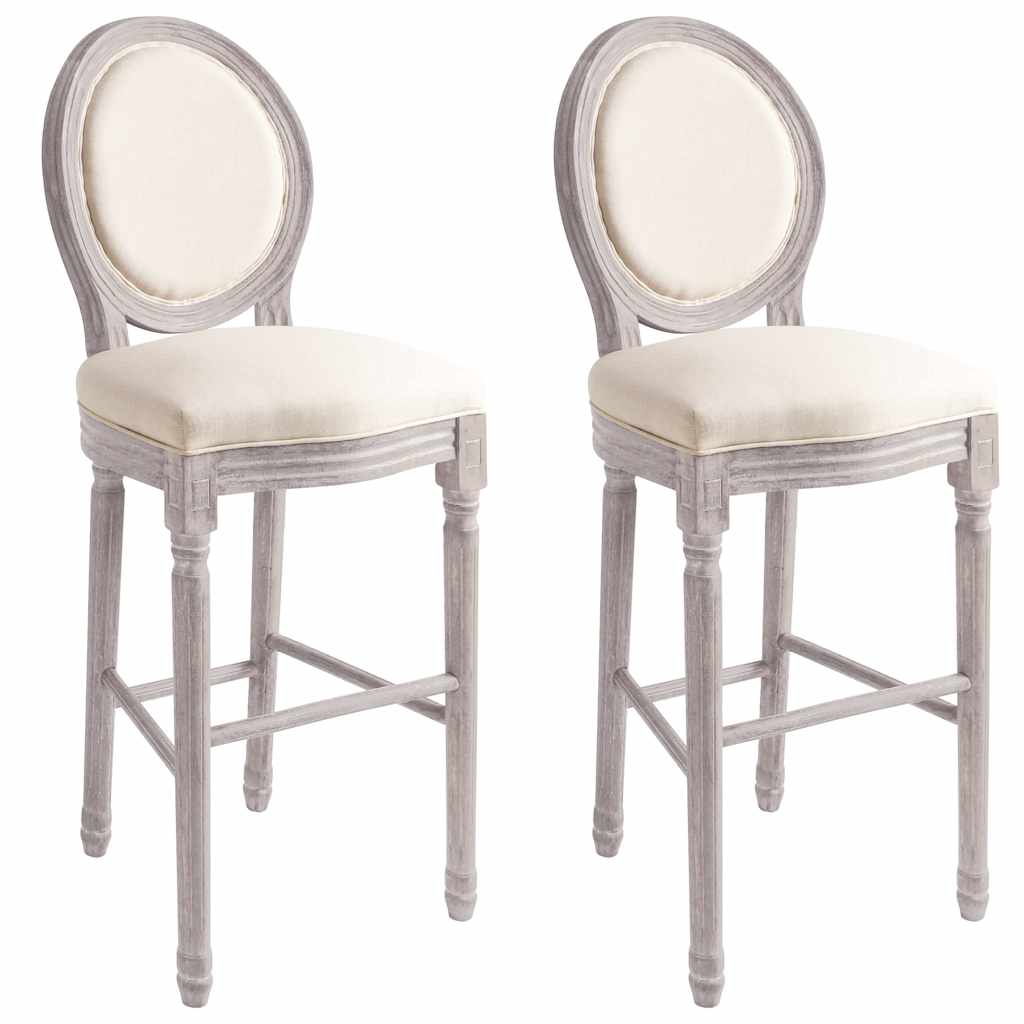 Barhocker 2 Stk. Weiß Leinen