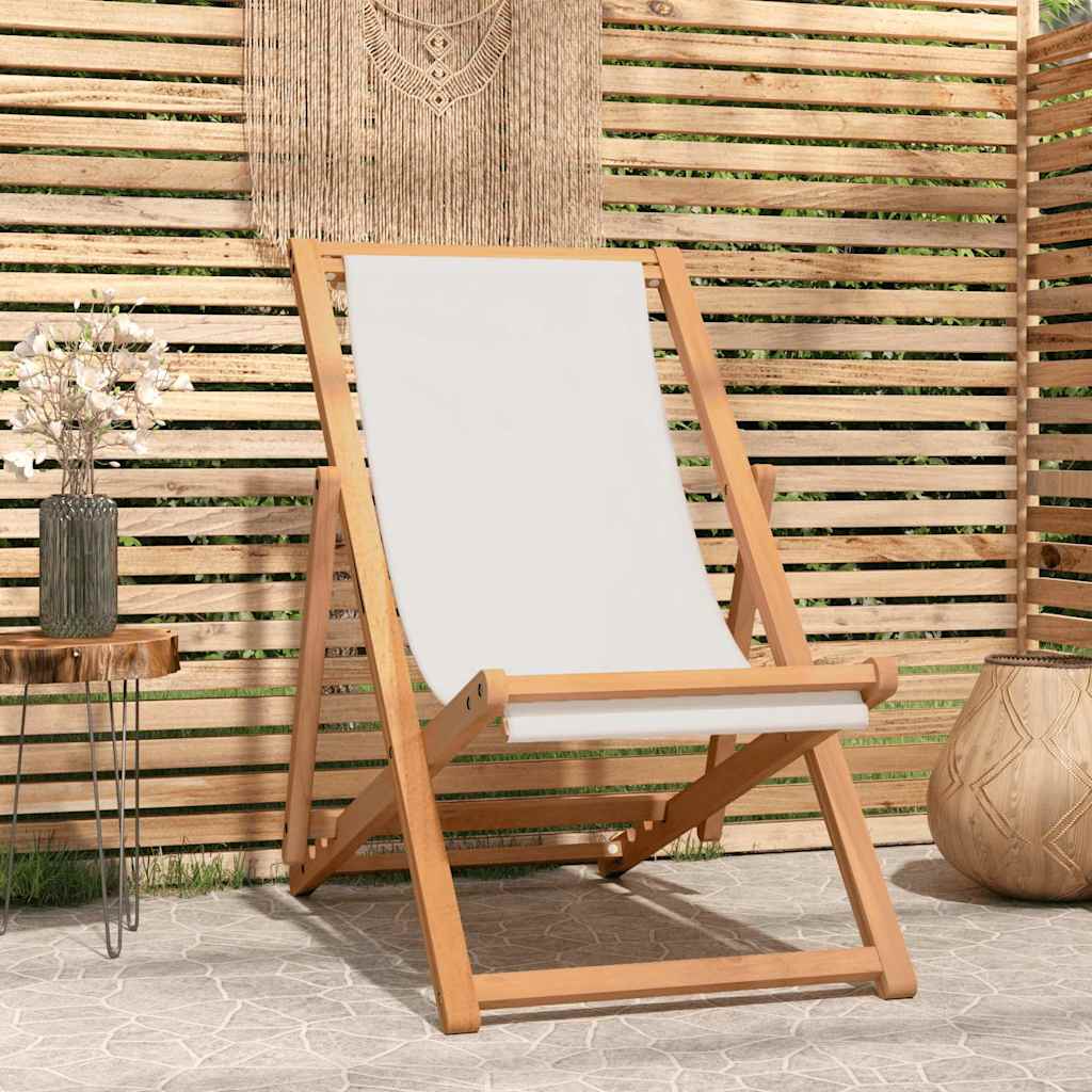 Liegestuhl Teak 56x105x96 cm Creme