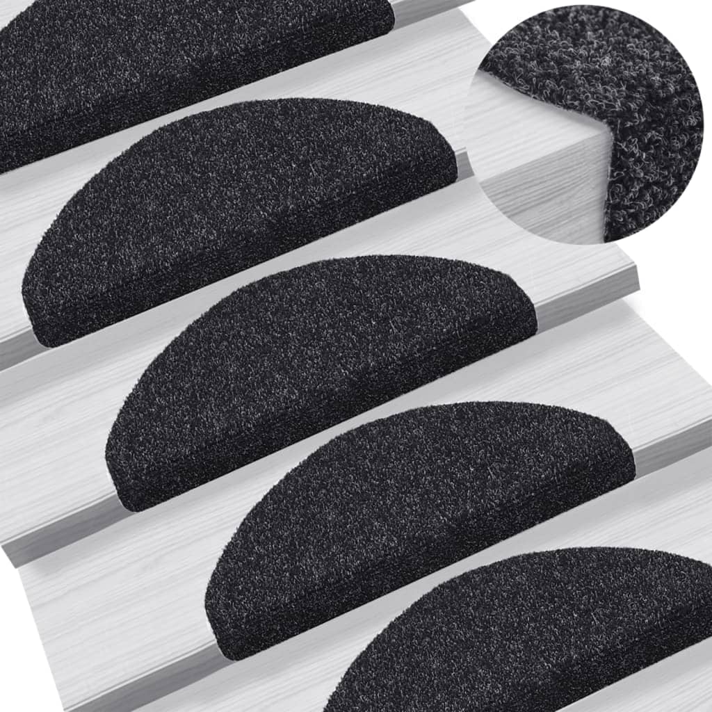 Stufenmatten selbstklebend 15 Stück 65x21x4 cm schwarz halbrund groß