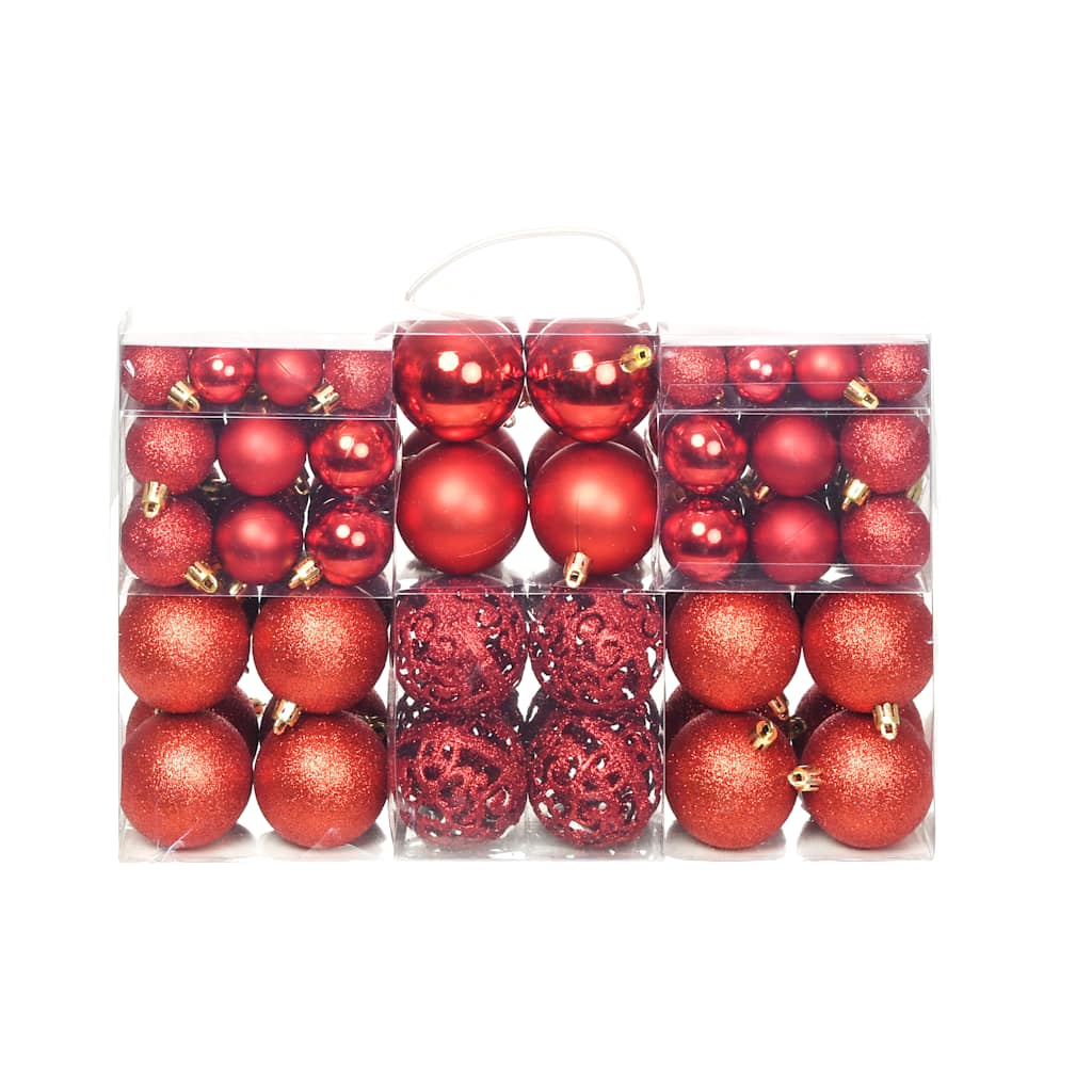 100-tlg. Weihnachtskugel-Set 3/4/6 cm Rot