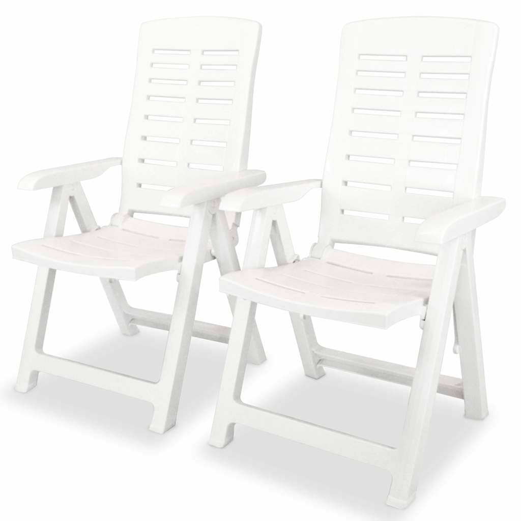 2 Stück verstellbare Klappstühle aus Kunststoff, weiß