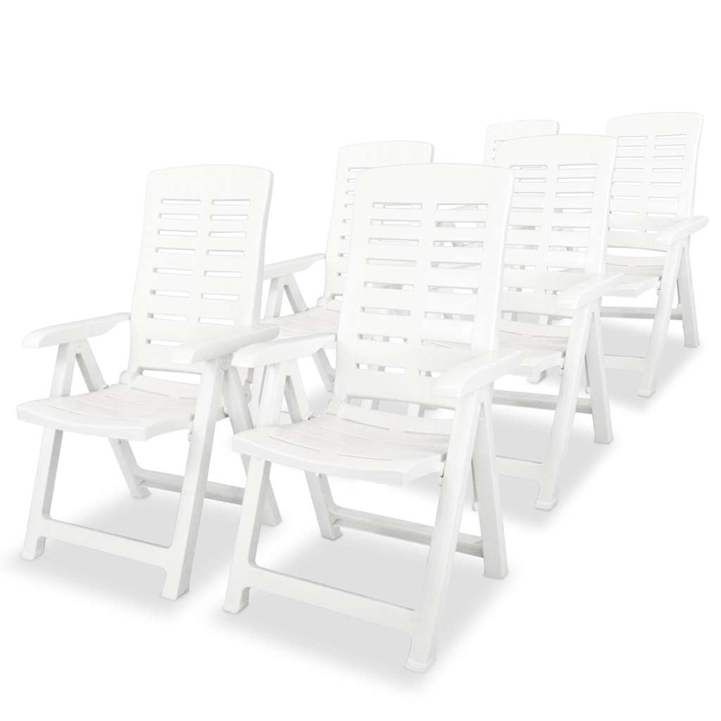 6 Stück verstellbare Klappstühle aus Kunststoff, weiß