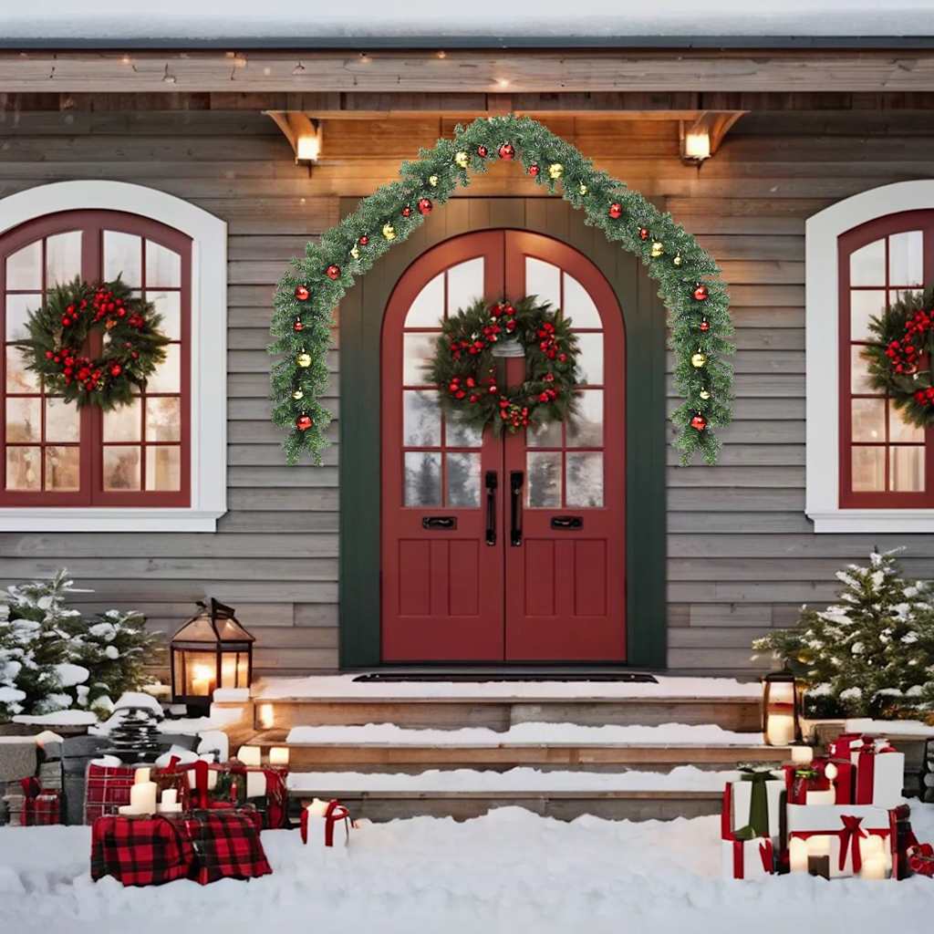 Weihnachtsgirlande mit Kugeln und LED-Leuchten 5 m
