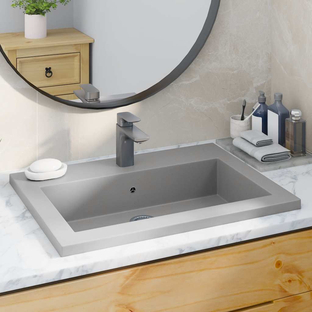 Granitbecken 600×450×120 mm Grau