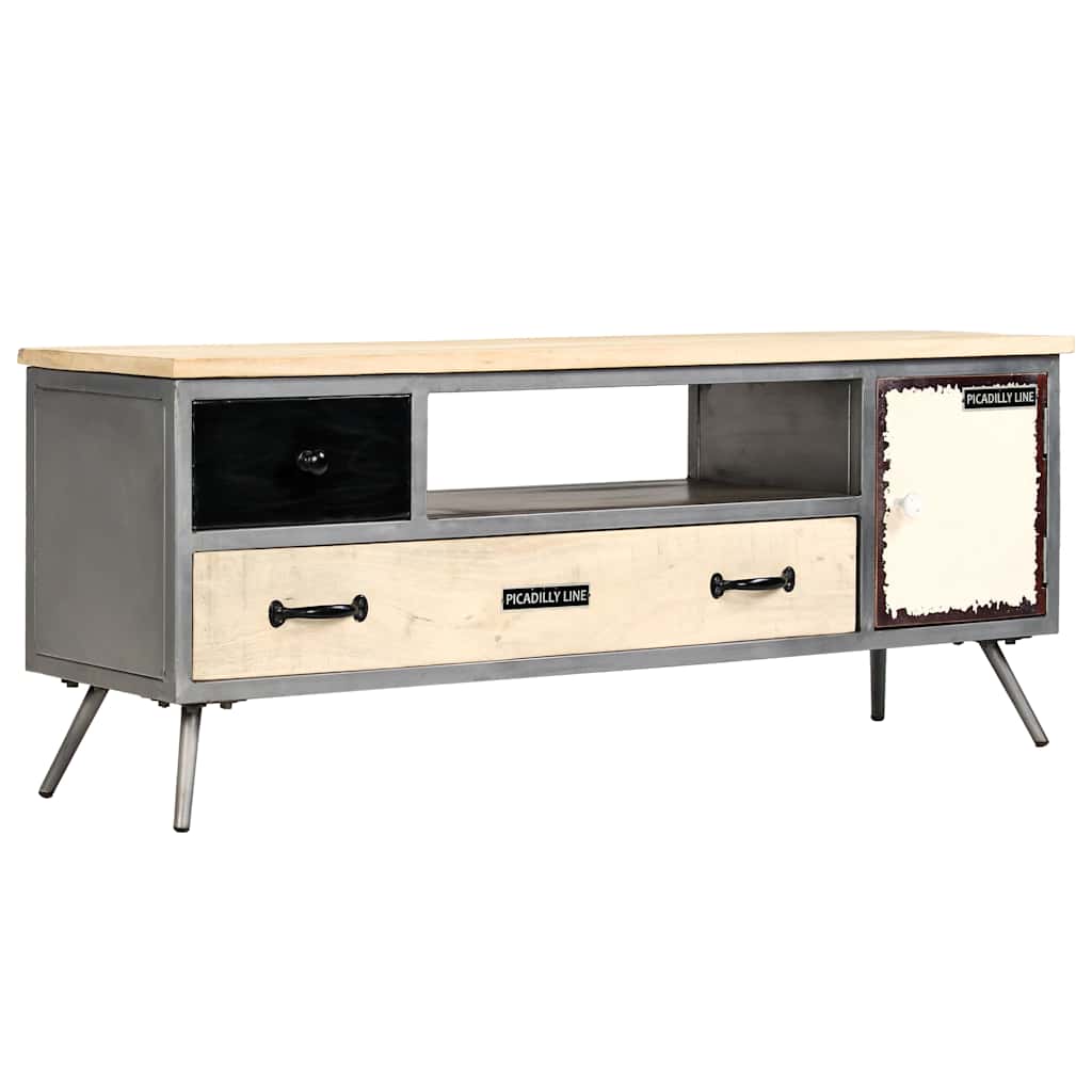 TV-Schrank Massivholz Mango und Stahl 120x30x45 cm