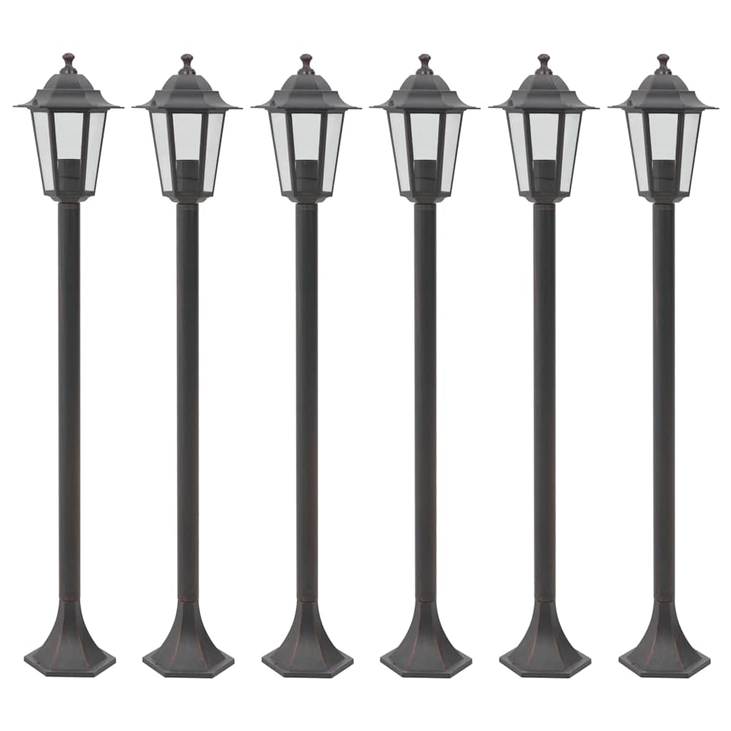 Garten-Pollerleuchte 6 Stk. E27 110 cm Aluminium Bronzefarben
