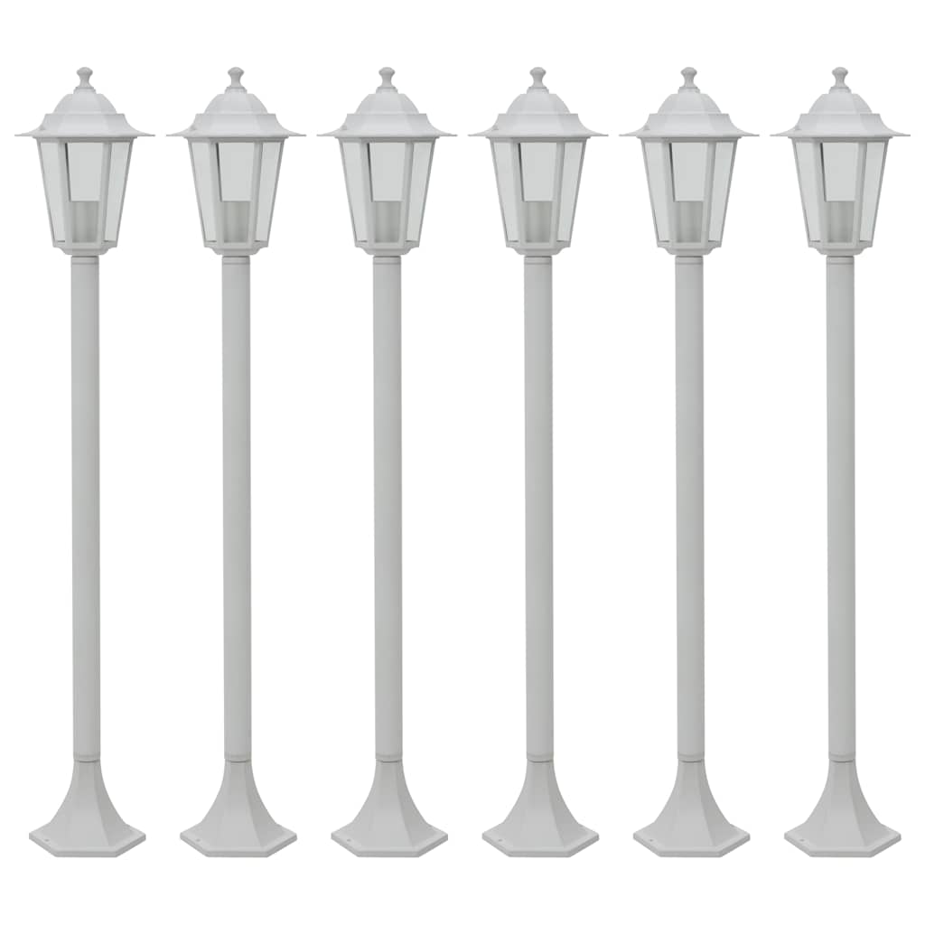 Garten-Pollerleuchte 6 Stk. E27 110 cm Aluminium Weiß