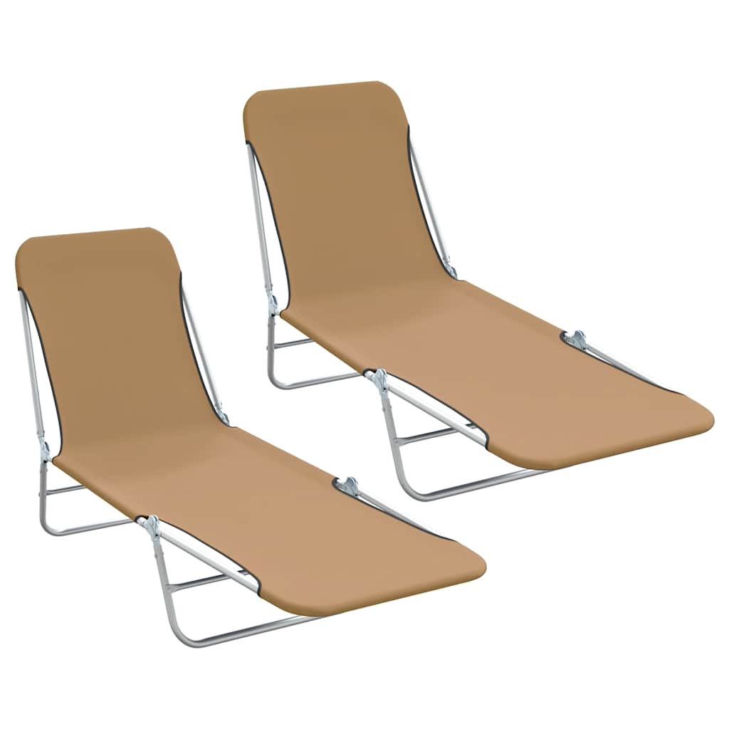 Klappliegen 2 Stk. Stahl und Stoff Taupe