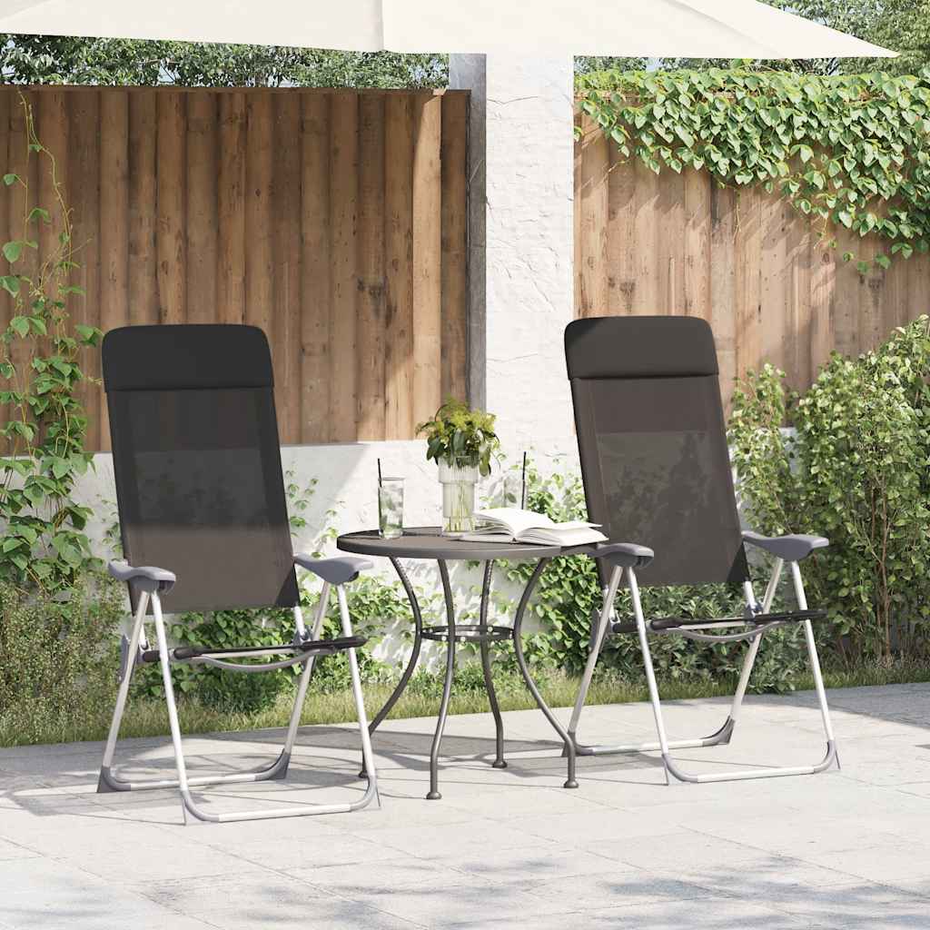 Klappbare Campingstühle 2 Stk. Aluminium Schwarz