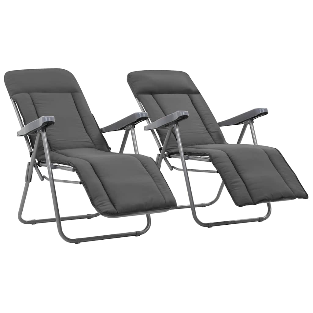 Klappstühle mit Kissen, 2 Stück, Grau