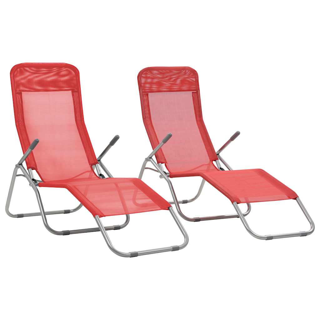 Klappliegen 2 Stk. Textilene Rot