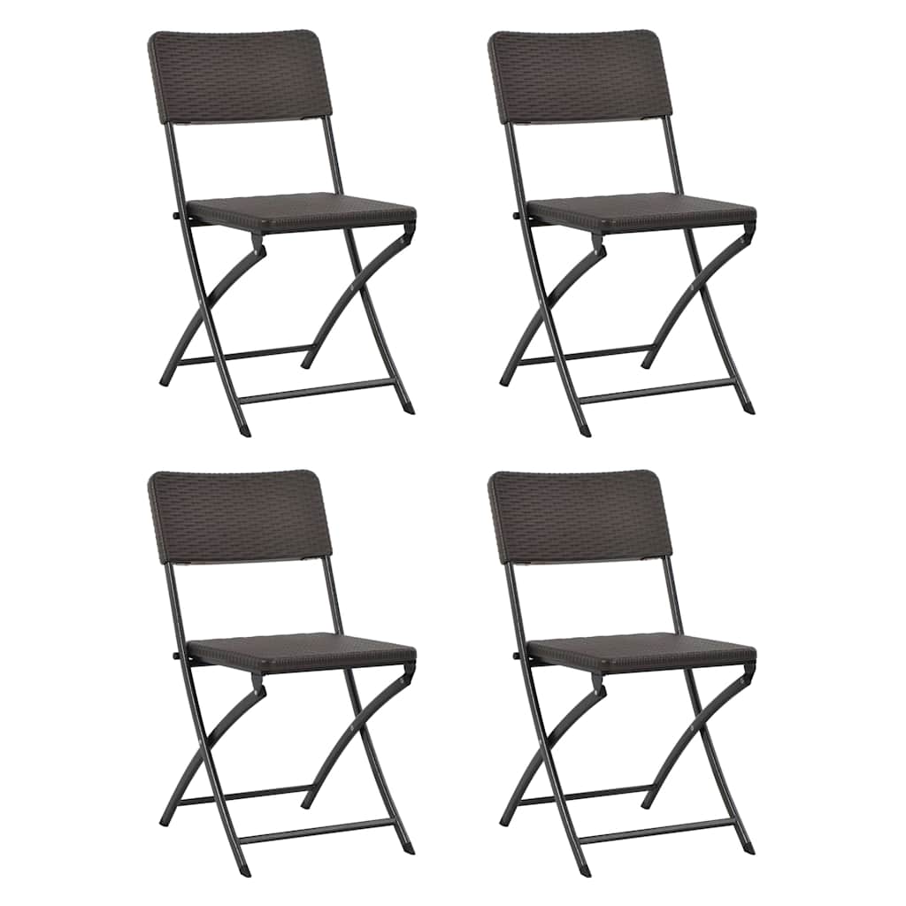 Klappstühle, 4 Stück, HDPE und Stahl, braun