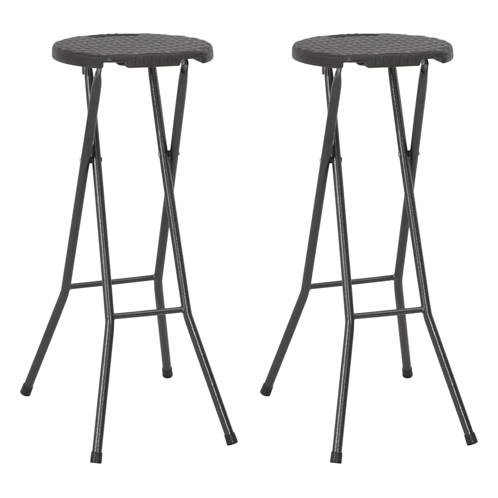 Klappbare Barhocker 2 Stk. HDPE und Stahl Braun Rattanoptik
