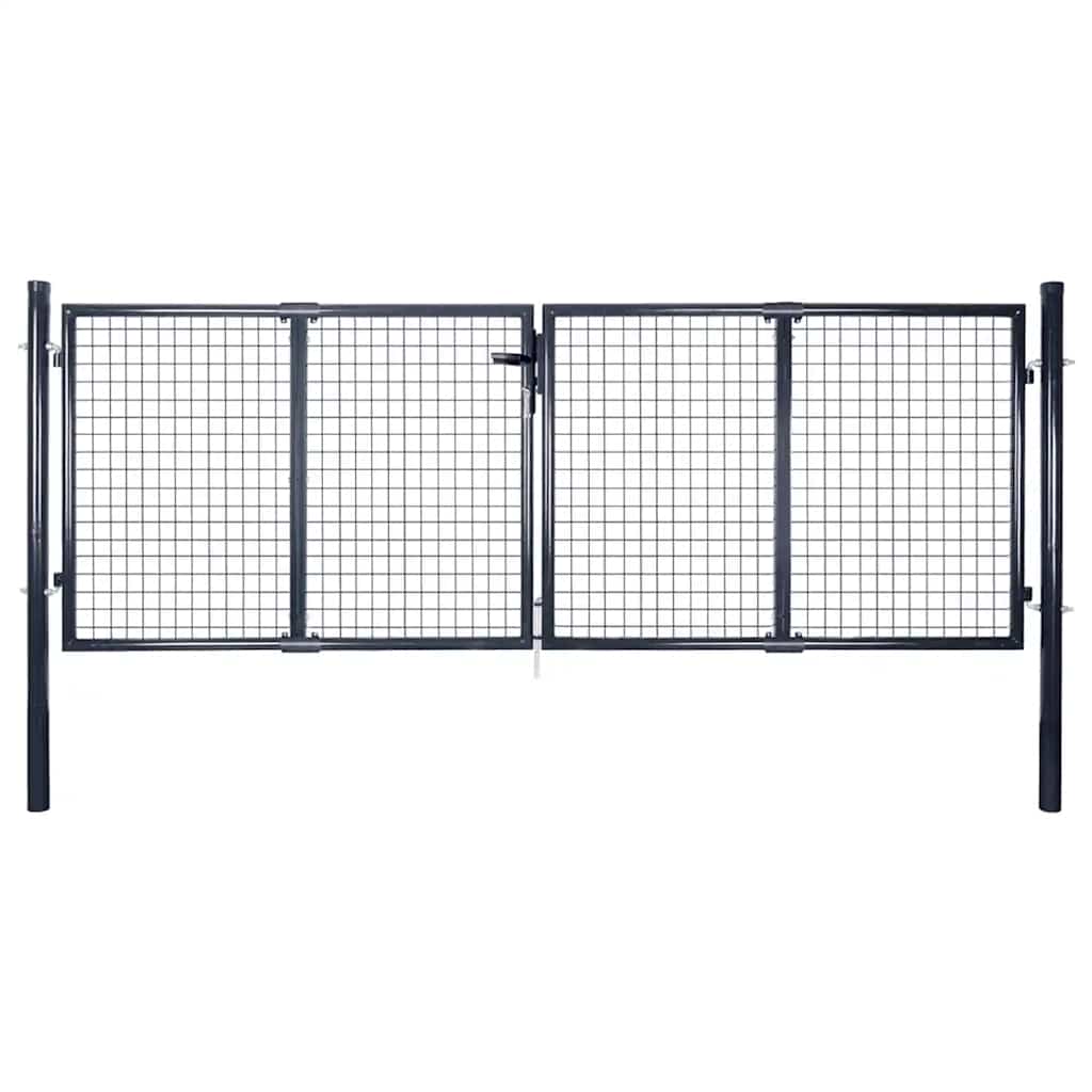 Maschen-Gartentor verzinkter Stahl 300 x 75 cm Grau